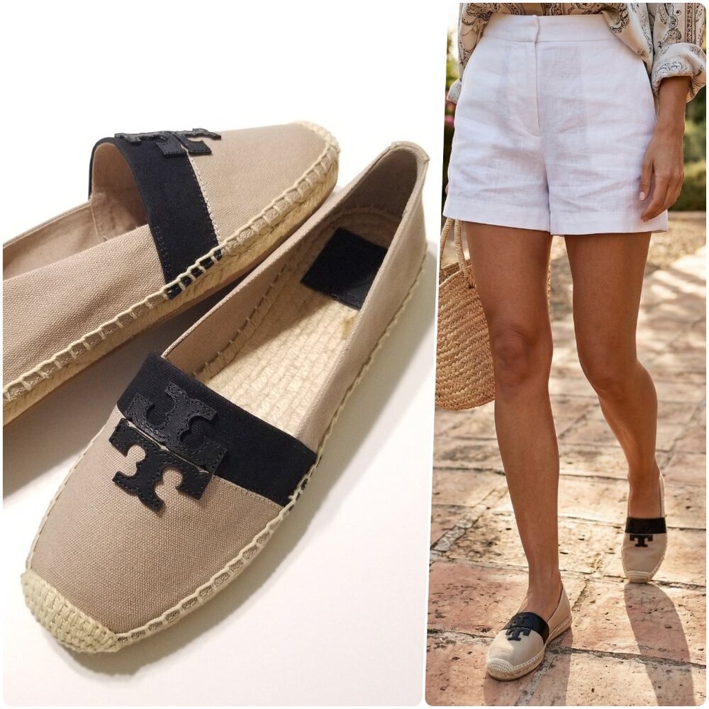 ✨NEW✨ Tory Burch Weston Flat Espadrilles in Natural/Black‎ Size 9.5, 10